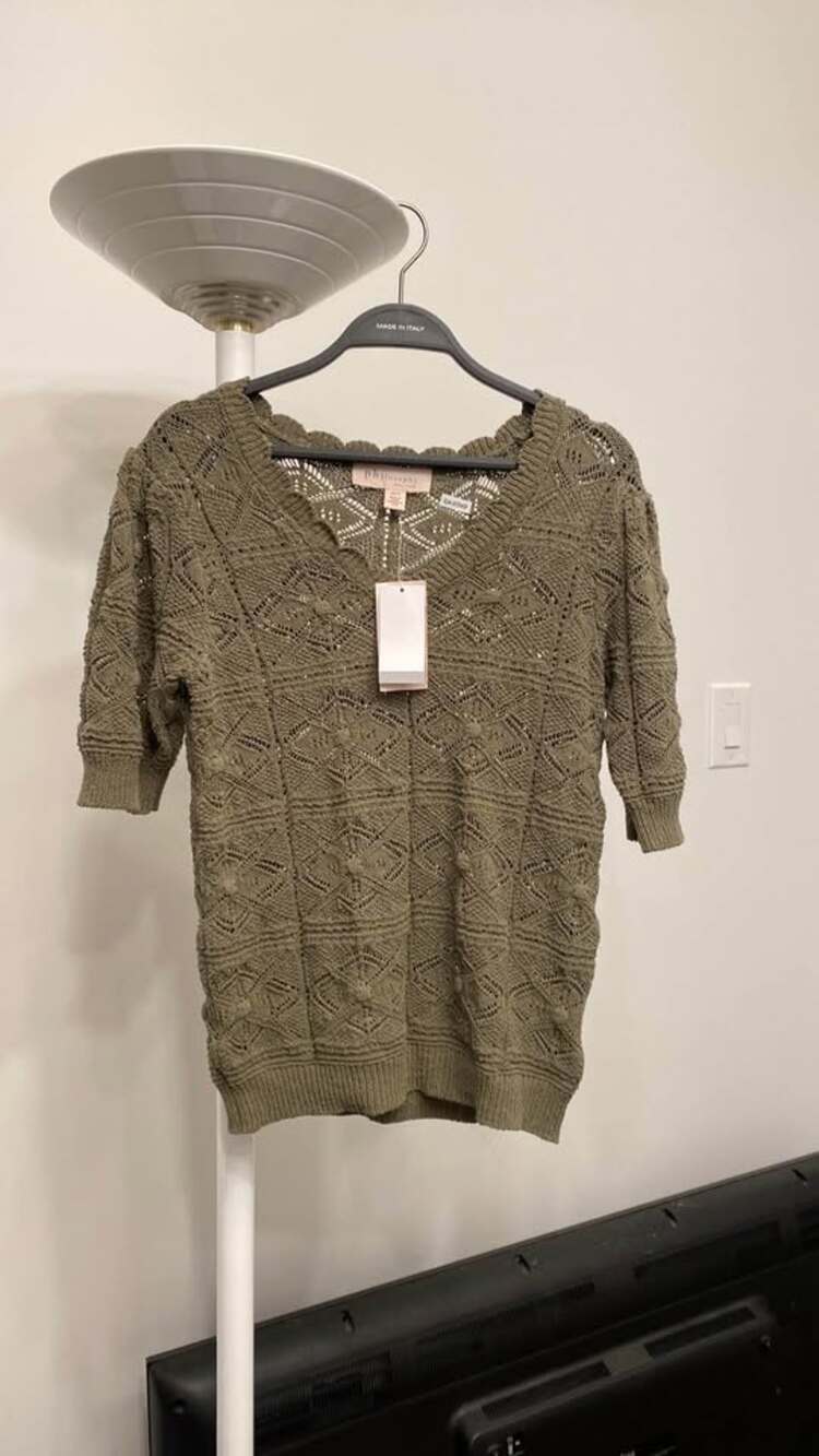 Philosophy sage green crotchet top